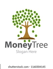 
tree logo design, this logo shows the dollar that grows from a tree, suitable for the needs of companies engaged in the stock exchange