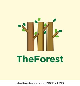 tree logo design with tree trunk and leaves concept design vector template. eco company logo. forest Garden logo. nature conservation logo. 