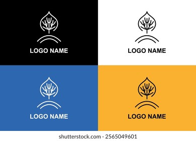 Tree Logo Design Variations On Backgrounds