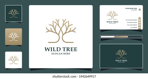 Tree logo design vector and business card template