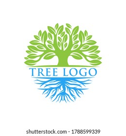 Ilustración vectorial de diseño con logotipo de árbol. Resumen del vector del logotipo del árbol en el concepto de diseño creativo para la naturaleza, la agricultura y los negocios agrícolas. Ilustración de diseño del logotipo, icono, signo y vector de símbolo del árbol.