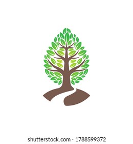 Ilustración vectorial de diseño con logotipo de árbol. Resumen del vector del logotipo del árbol en el concepto de diseño creativo para la naturaleza, la agricultura y los negocios agrícolas. Ilustración de diseño del logotipo, icono, signo y vector de símbolo del árbol.
