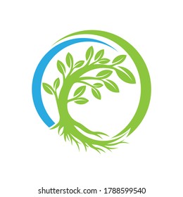 Baum Logo Design, Vektorgrafik. Abstrakter Baum Logo-Vektor in kreativem Design Konzept für Natur, Landwirtschaft und Agrarwirtschaft. Baumlogo, Symbol, Zeichen und Symbol, Vektordesign-Illustration.