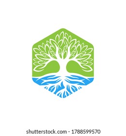 Tree Logo design vector illustration. Abstract Tree Logo vector in creative design concept for nature, agriculture and farm business. Tree Logo, icon, sign and symbol vector design illustration.