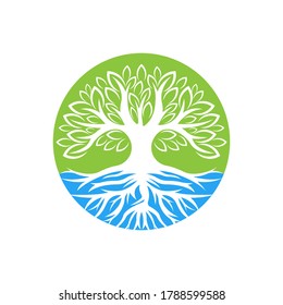 Tree Logo design vector illustration. Abstract Tree Logo vector in creative design concept for nature, agriculture and farm business. Tree Logo, icon, sign and symbol vector design illustration.