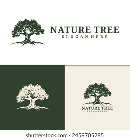 Tree logo design vector. Nature trees vector illustration. Oak tree logo concept