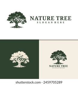 Tree logo design vector. Nature trees vector illustration. Oak tree logo concept