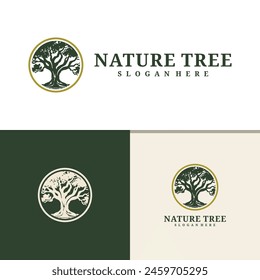 Tree logo design vector. Nature trees vector illustration. Oak tree logo concept