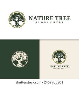 Tree logo design vector. Nature trees vector illustration. Oak tree logo concept