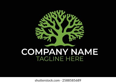 Tree logo design vector template. Creative green tree logotype concept