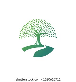 Tree logo design vector template.River tree illustration