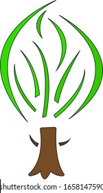 Tree logo with divided parts forming a green top pattern. Nature and environment concept logo for design.