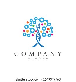 tree logo with dots shape, creative tree logo