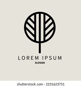 Tree logo, environmental protection icon. Nature symbol, natural product concept, geometric tree in shape of circle