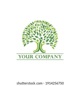 Tree logo in the form of three people holding each other