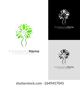 Tree logo and girl design combination, nature logos, spa logo