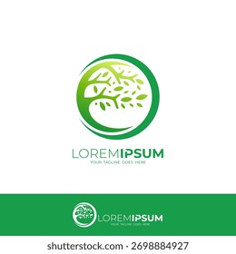 Logotipo del árbol y combinación del diseño del globo, Plantilla del diseño de la naturaleza