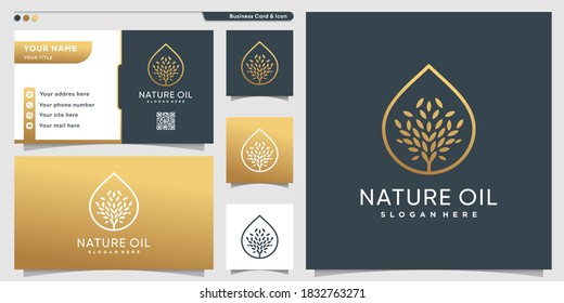 Tree logo with golden gradient modern tree style Premium Vector