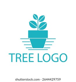 tree logo Green plant in a pot with eco-friendly design elements in vector style