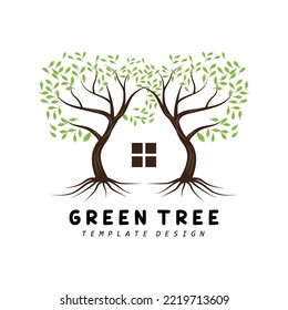 Tree Logo, Green Trees And Wood Design, Forest Illustration, Trees Kids Games