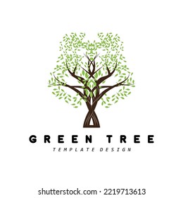 Tree Logo, Green Trees And Wood Design, Forest Illustration, Trees Kids Games