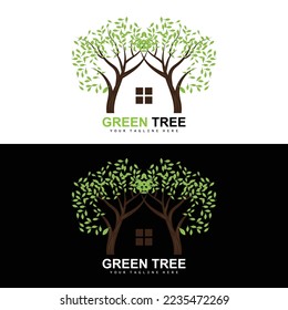 Tree Logo, Green Trees And Wood Design, Forest Illustration, Trees Kids Games