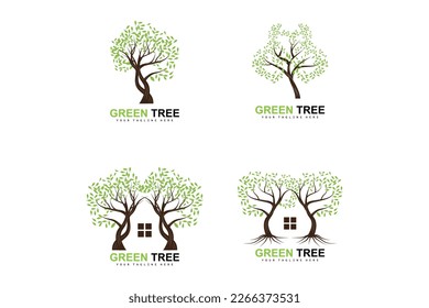 Tree Logo, Green Trees And Wood Design, Forest Illustration, Trees Kids Games