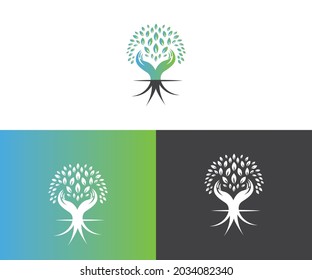 tree logo, greening symbol  social logo with