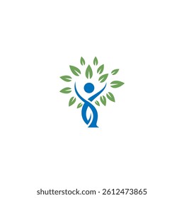 tree logo with healthy people combination in flat design