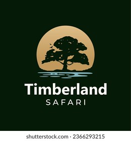Tree logo with hidden animals. Tiger, rhino, bear, bird and snake. Suitable for t-shirt designs, wall art, or other print media needs