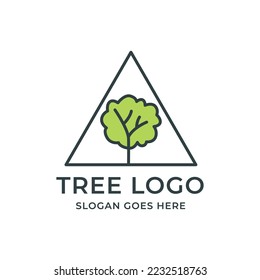 Das Baumlogo, das Symbol eines stilisierten Baumes mit Blättern, verleiht sich zu einer Verwendung mit Text