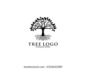 Tree logo icon design. Garden plant natural symbols template. Tree of life branch with leaves business sign collection. Vector illustration.