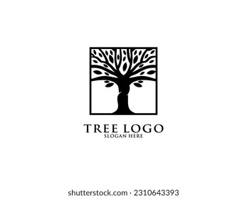 Tree logo icon design. Garden plant natural symbols template. Tree of life branch with leaves business sign collection. Vector illustration.