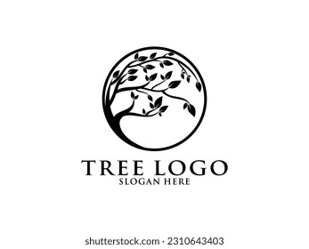 Tree logo icon design. Garden plant natural symbols template. Tree of life branch with leaves business sign collection. Vector illustration.