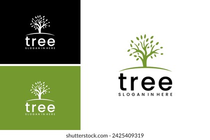 Diseño de icono de logotipo de árbol. Plantilla de símbolos naturales de planta de jardín