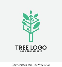 inspiración de diseño de icono de logotipo de árbol con ilustración vectorial de hoja