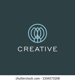 Tree logo icon design minimalist style illustration. creative growth vector sign symbol mark concept logotype