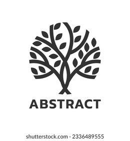 Tree logo or icon. Modern eco, organic symbol. Abstract nature, plant, tree leaf emblem design. Vector illustration.