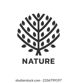 Tree logo or icon. Modern eco, organic symbol. Abstract nature, plant, tree leaf emblem design. Vector illustration.