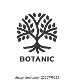 Tree logo or icon. Modern eco, organic symbol. Abstract nature, plant, tree leaf emblem design. Vector illustration.