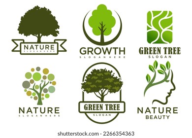 Tree logo icon set design. Garden plant natural symbols template.Vector illustration.