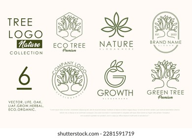 Tree logo icon set design. Garden plant natural symbols template.Vector illustration.