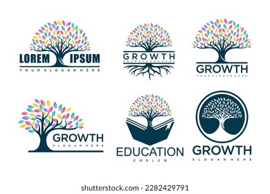 Tree logo icon set design. Garden plant natural symbols template.Vector illustration.