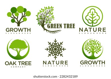 Tree logo icon set design. Garden plant natural symbols template.Vector illustration.