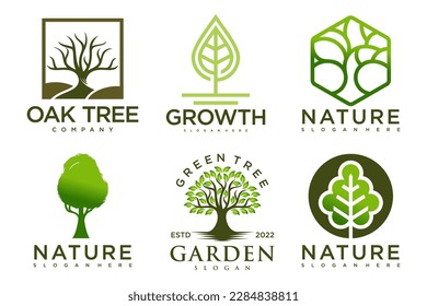 Tree logo icon set design. Garden plant natural symbols template.Vector illustration.
