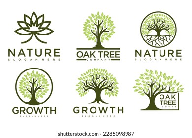 Tree logo icon set design. Garden plant natural symbols template.Vector illustration.