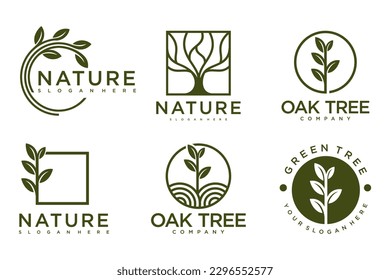 Tree logo icon set design. Garden plant natural symbols template.Vector illustration.