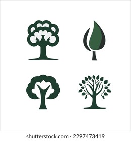 Tree logo icon set illustration design. Garden plant natural symbol template
