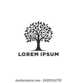 Baum Logo Symbol Symbol Vorlage Design. Naturleitzeichen der Gartenpflanze. Grüner Zweig mit Laub Geschäftszeichen. Vektorgrafik.