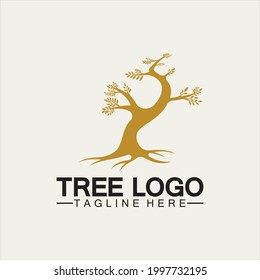 Icono de árbol diseño de ilustración vectorial.Silhouette vectorial de una plantilla de árbol logotipo de árbol y árbol de raíces ilustración de diseño de vida